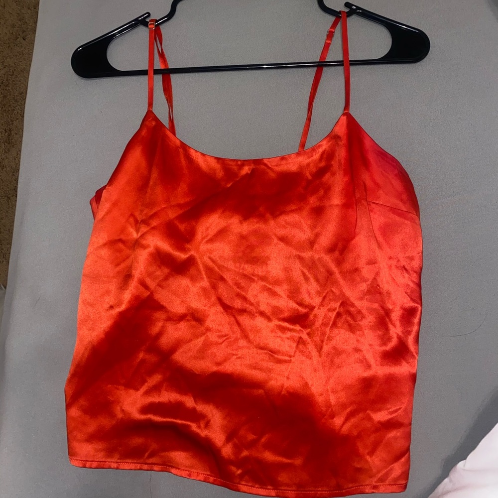 Reformation Stella red silk top